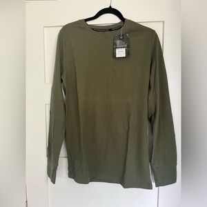 Vortex Olive Green Waffle Long Sleeve Men's Shirt